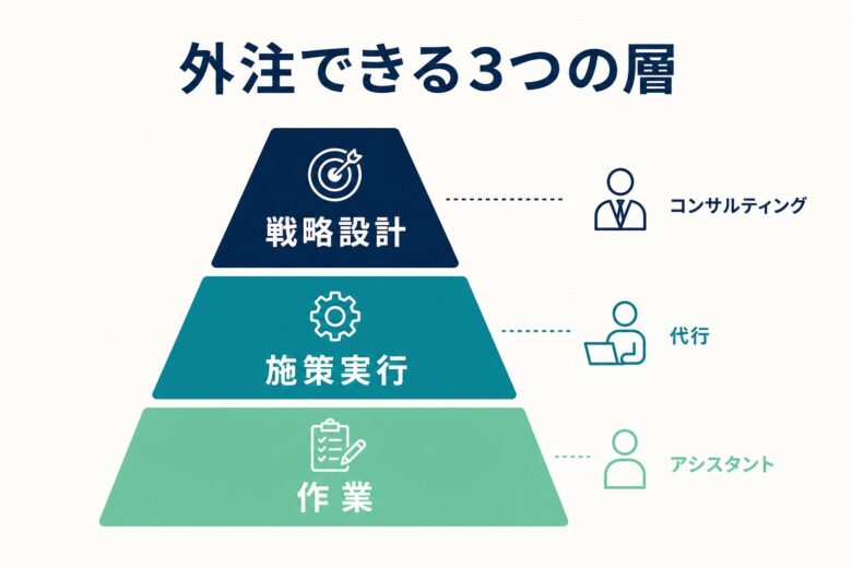 Webマーケティングで外注できる3つの層