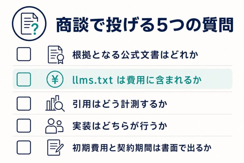 LLMOコンサル会社の商談で投げる5つの質問