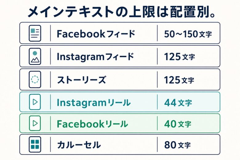 Meta広告のメインテキスト上限は配置別に異なる