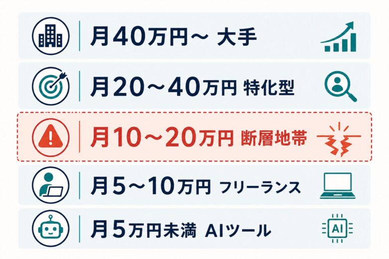 SEO会社の価格帯マップと断層地帯