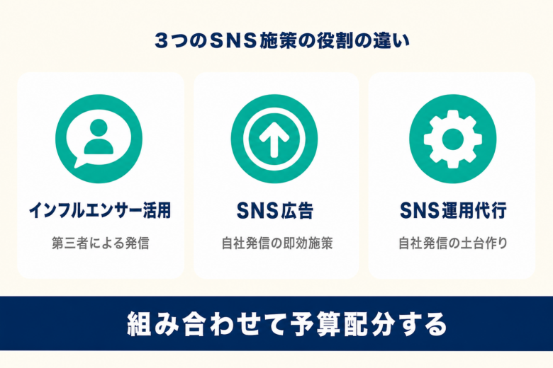 インフルエンサーマーケティング・SNS広告・SNS運用代行の役割の違い