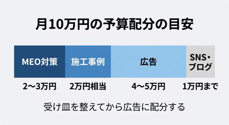 工務店の月10万円のWeb集客予算配分の目安