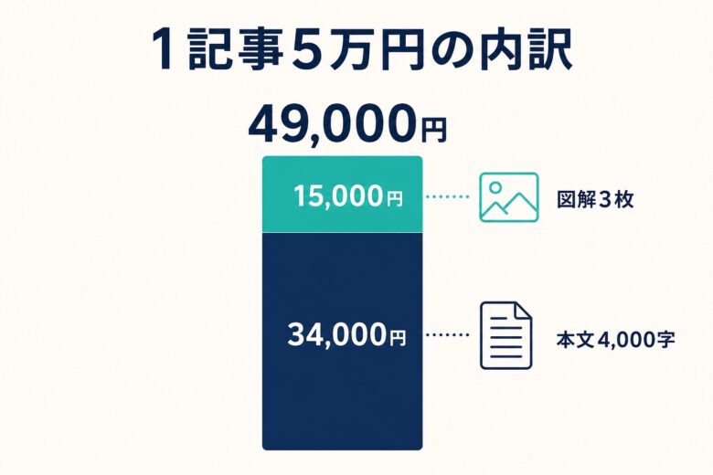 4000字の記事に図解3枚を付けた場合の費用内訳